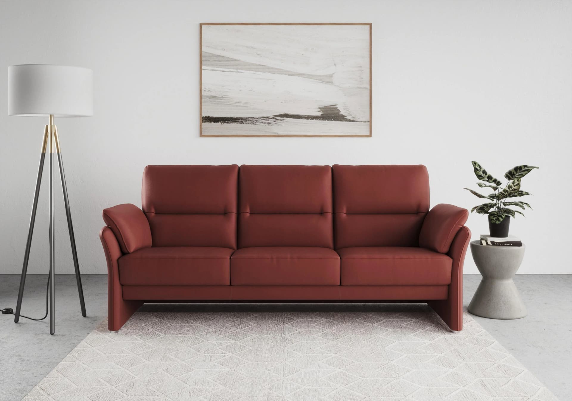 DOMO COLLECTION Pina 3-Sitzer Sofa Rot Microfaser Lederoptik
