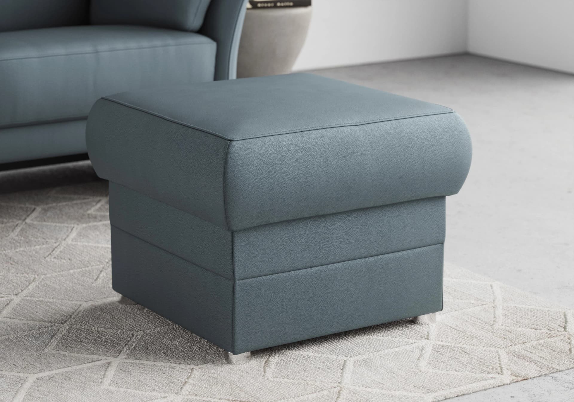 DOMO COLLECTION Hocker Pina Petrolblau Polyester Lederoptik