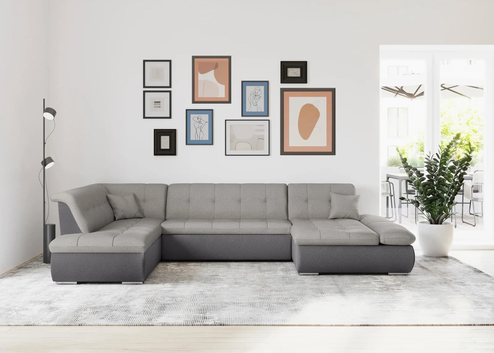 DOMO COLLECTION Moric U-Form Wohnlandschaft Grau Silber