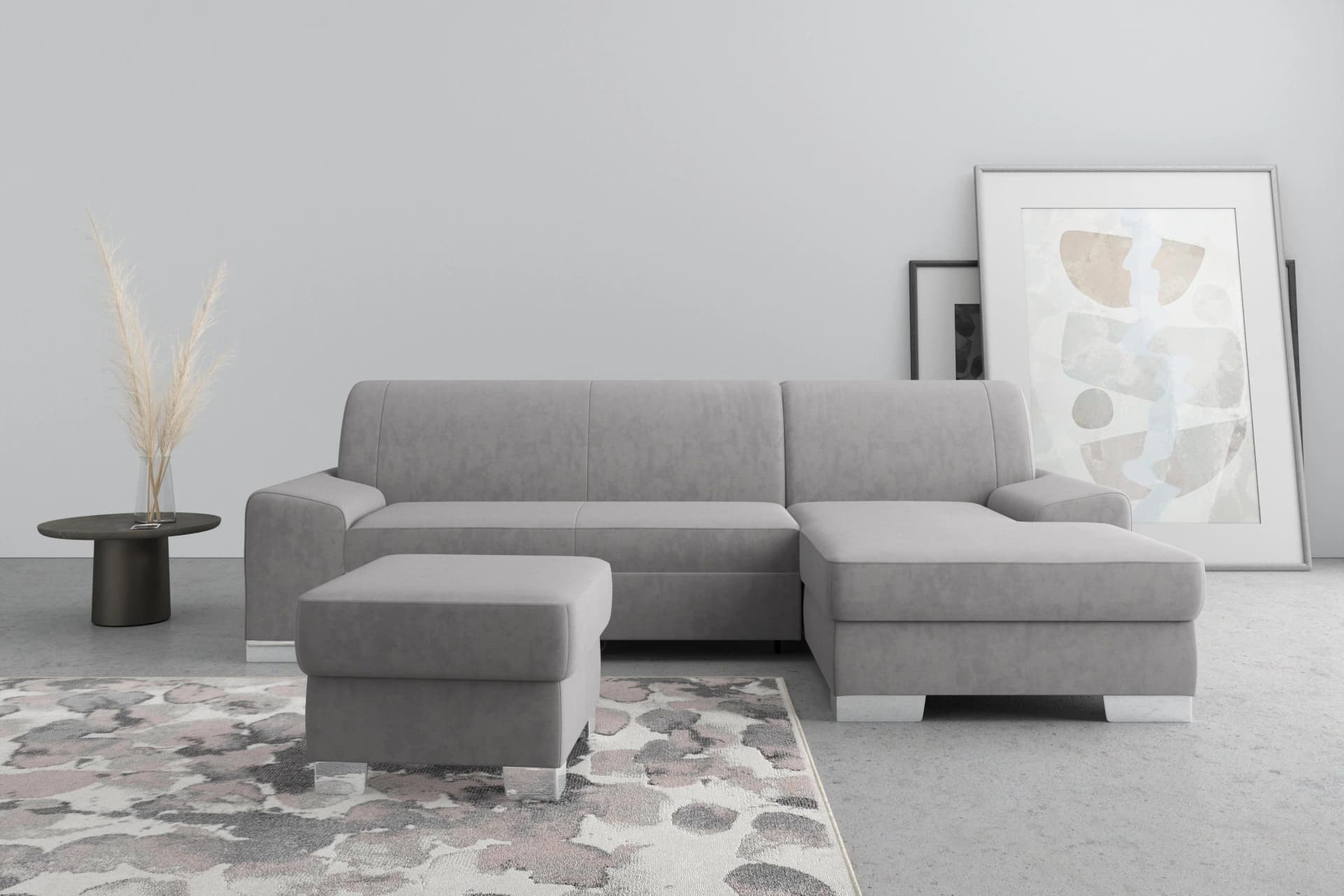 DOMO COLLECTION Ecksofa Anzio L-Form Grau mit Bettfunktion