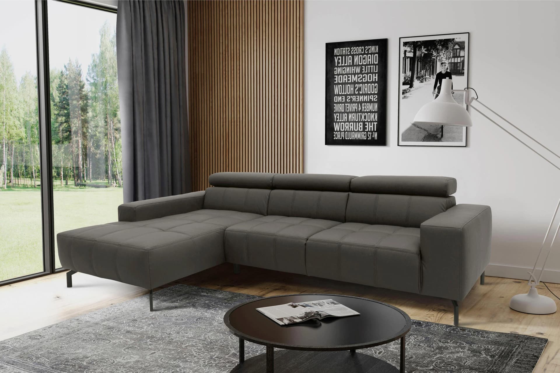 DOMO COLLECTION Ecksofa Cunelli Grau L-Form Kunstleder