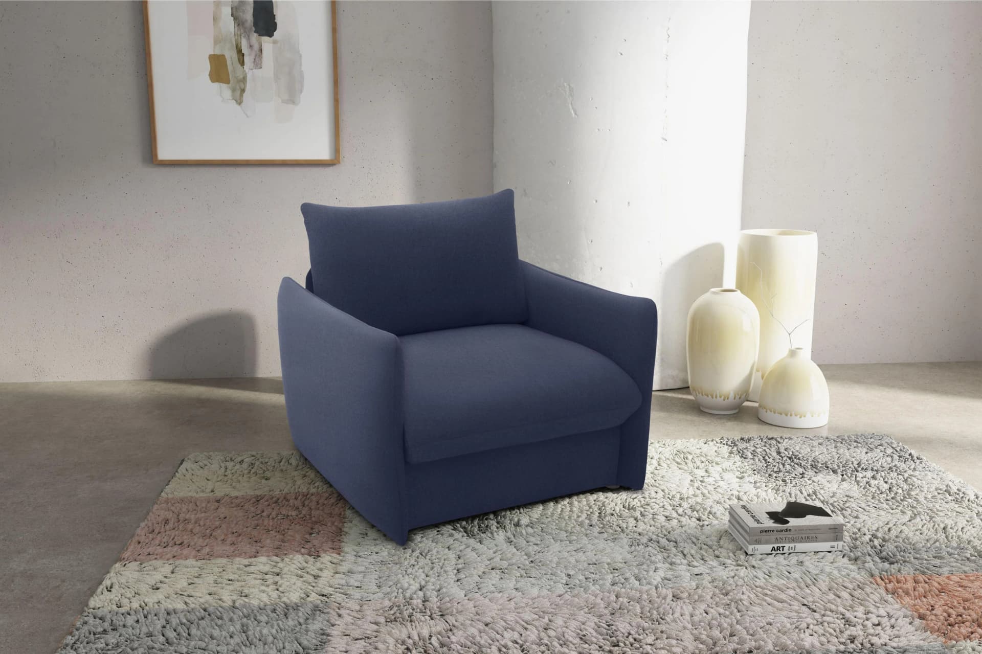 DOMO COLLECTION Sessel Dunkelblau Wandelbar Relaxliege Gästebett