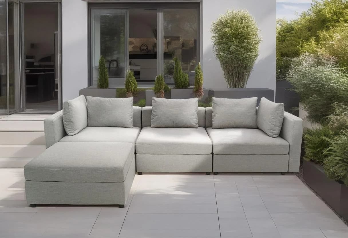 DOMO COLLECTION 3-Sitzer Sofa Silber 100% solution dyed Acryl