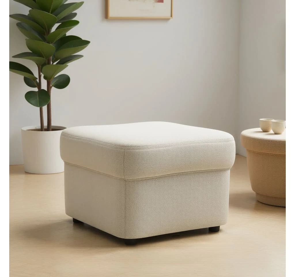 DOMO COLLECTION Flores Hocker Creme Polyester