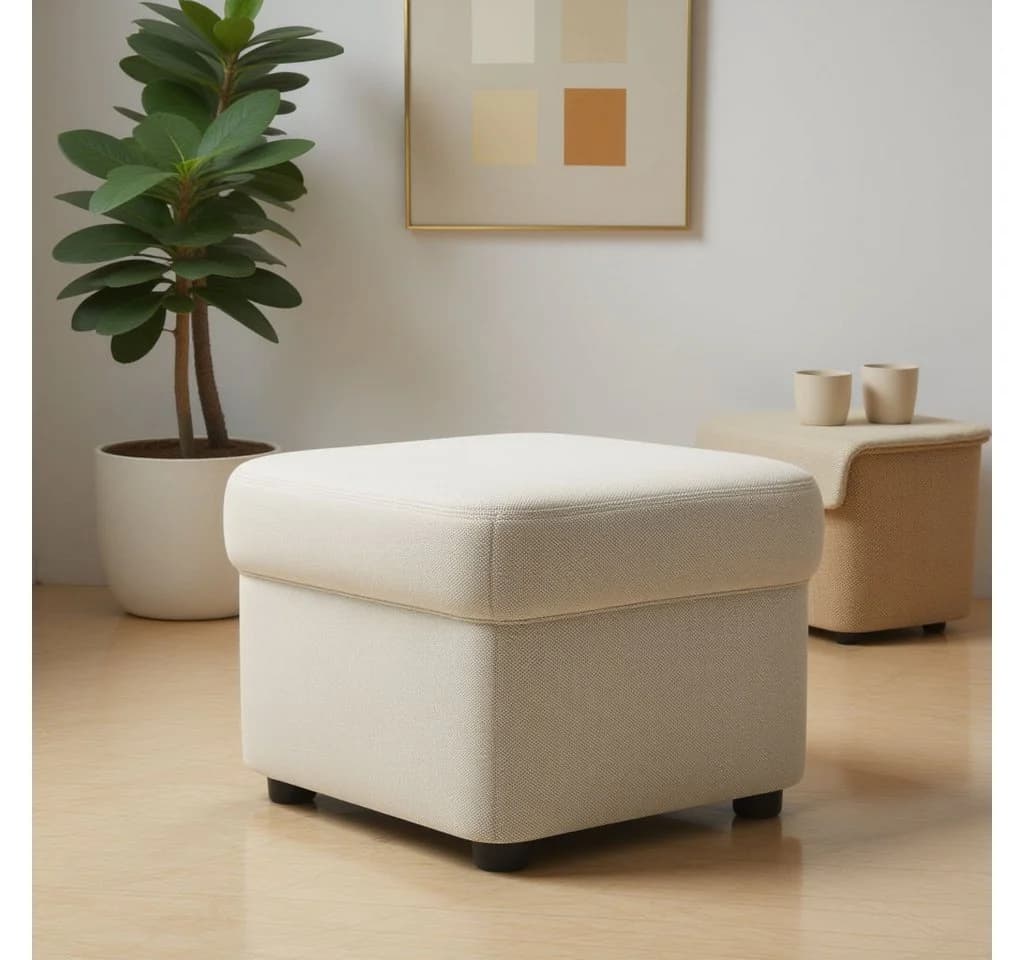DOMO COLLECTION Flores Hocker Creme Polyester - Bild 4