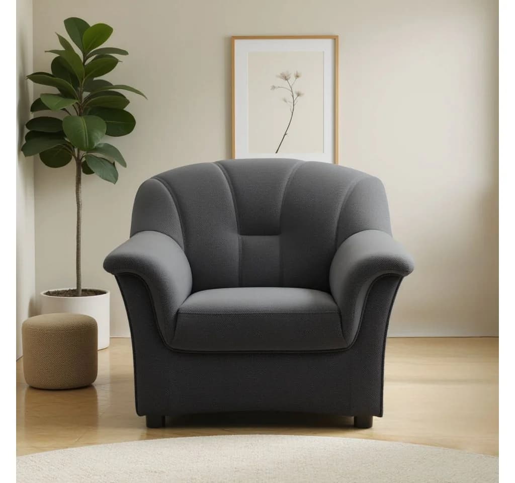DOMO COLLECTION Flores Sessel Dunkelgrau mit Federkern - Bild 2
