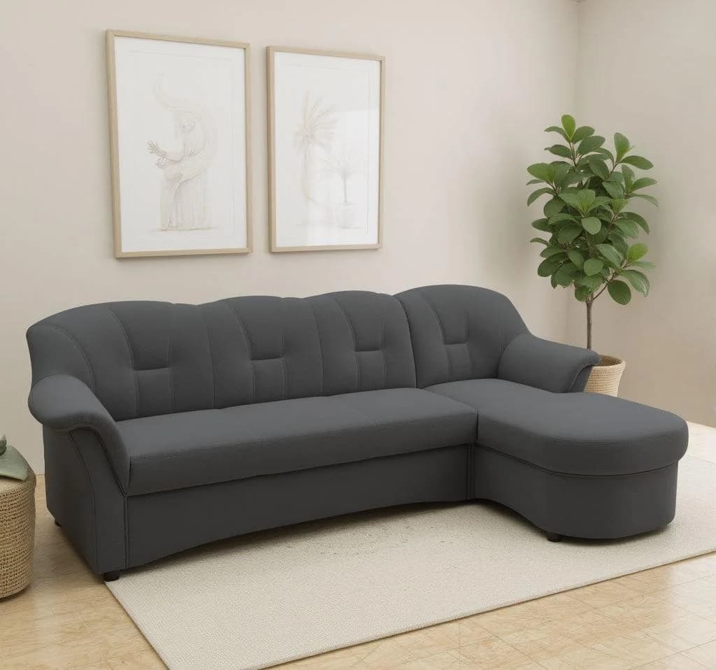 DOMO COLLECTION Flores Ecksofa Dunkelgrau mit Bettfunktion