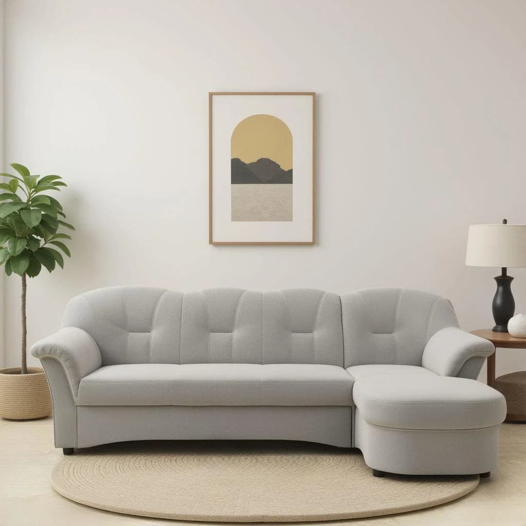 DOMO COLLECTION Ecksofa Flores Silber L-Form mit Bettfunktion