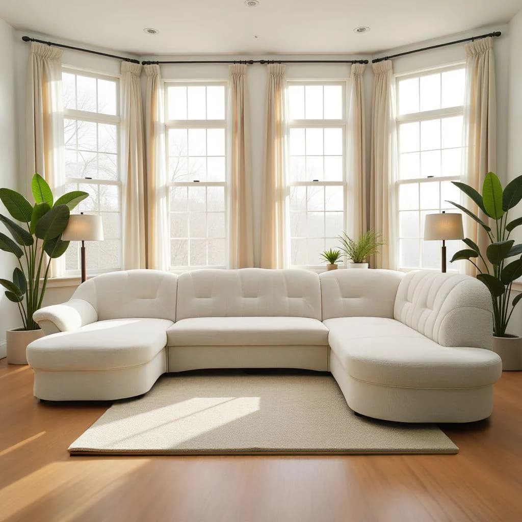 DOMO COLLECTION Flores Wohnlandschaft U-Form Beige Microfaser
