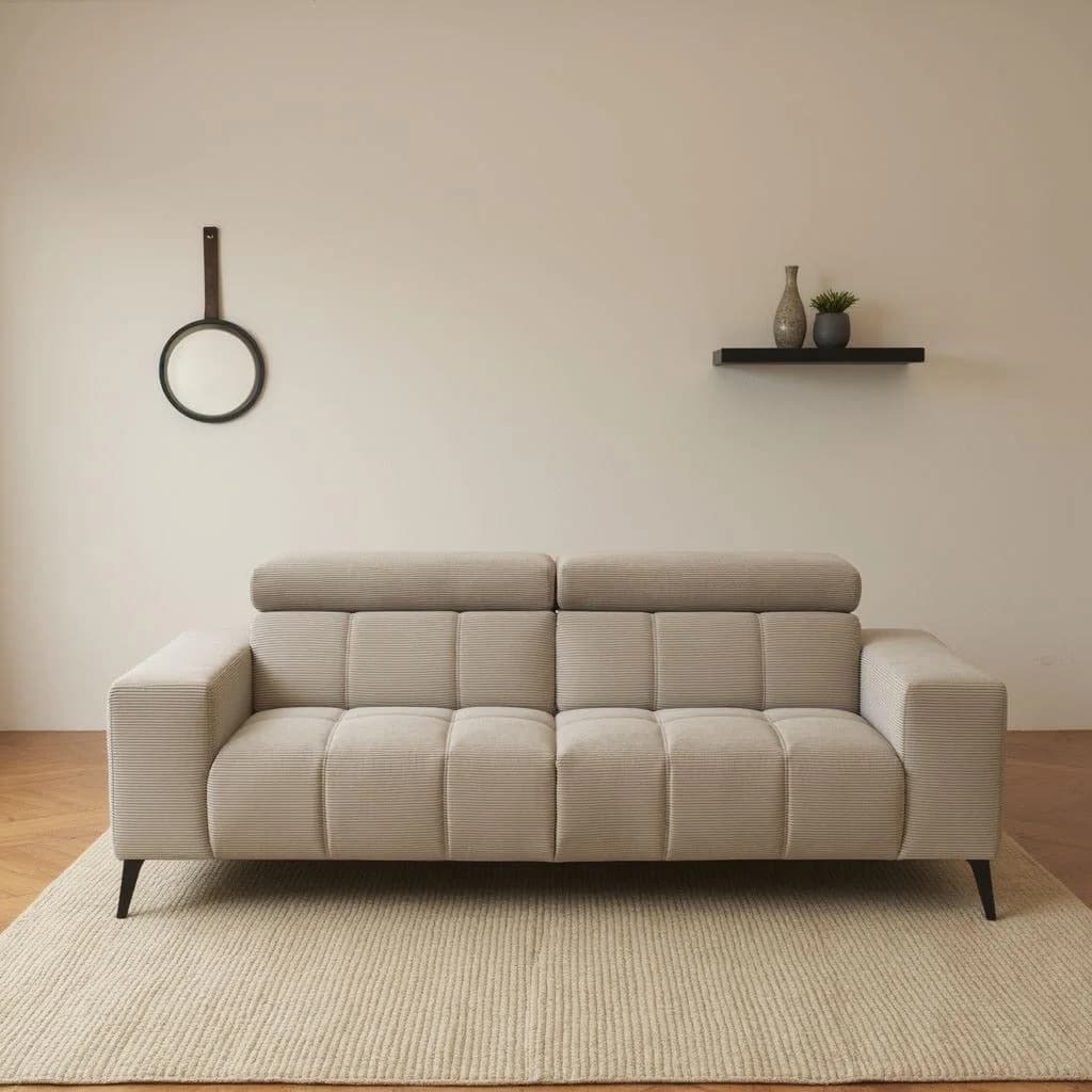 DOMO COLLECTION Trento 2-Sitzer Sofa Taupe Polyester