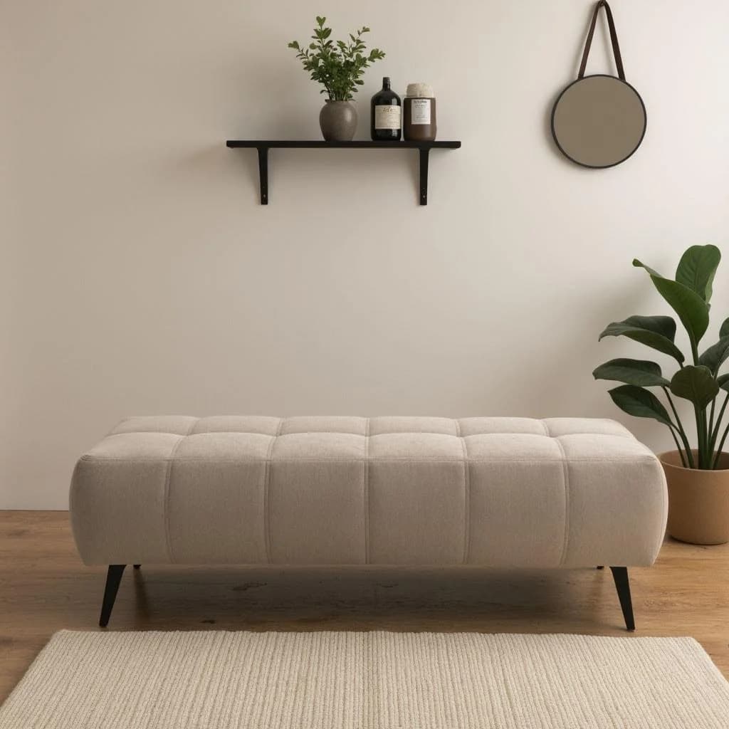 DOMO Collection Polsterhocker Trento Taupe Microfaser
