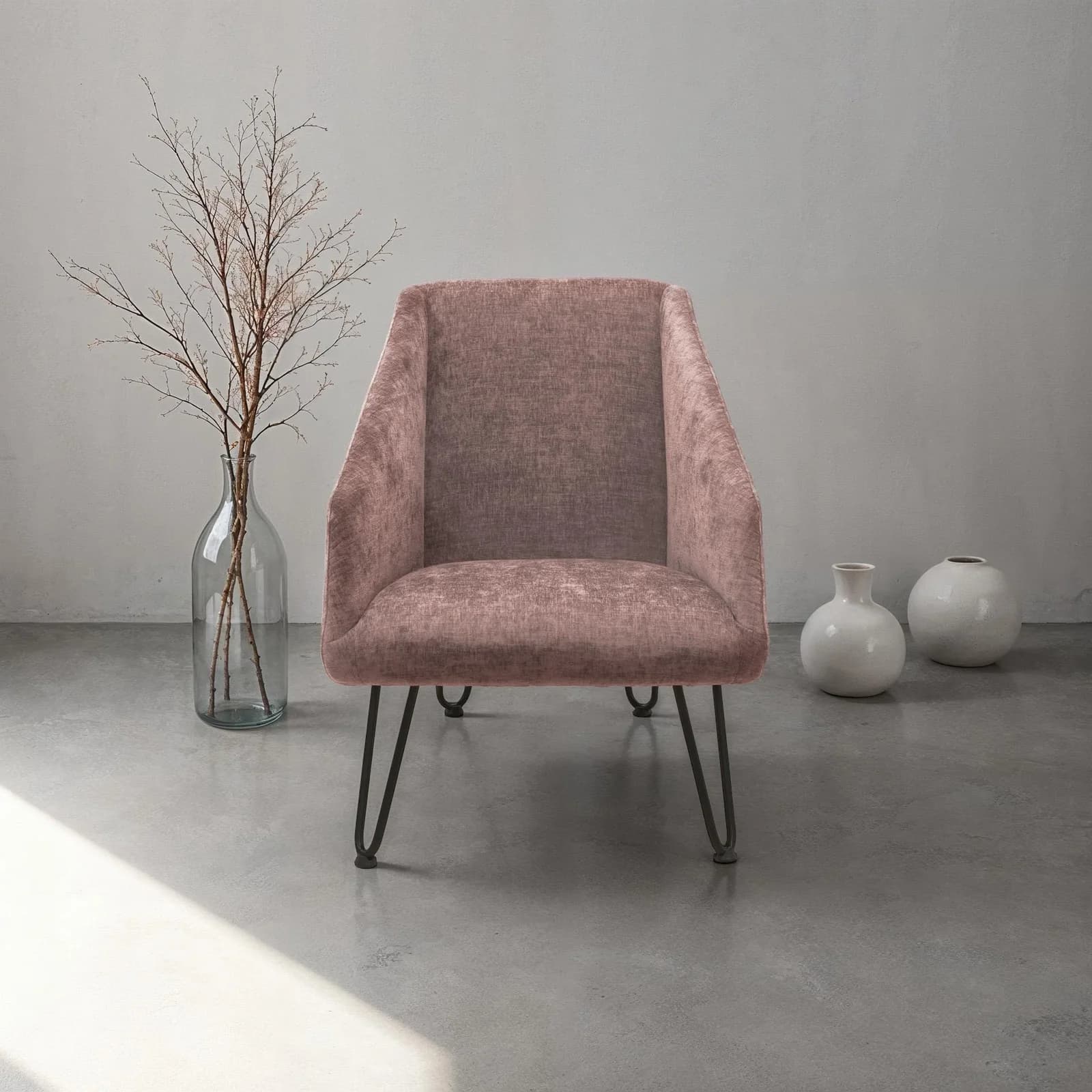 Retro-Sessel in Altrosa - 100% Polyester