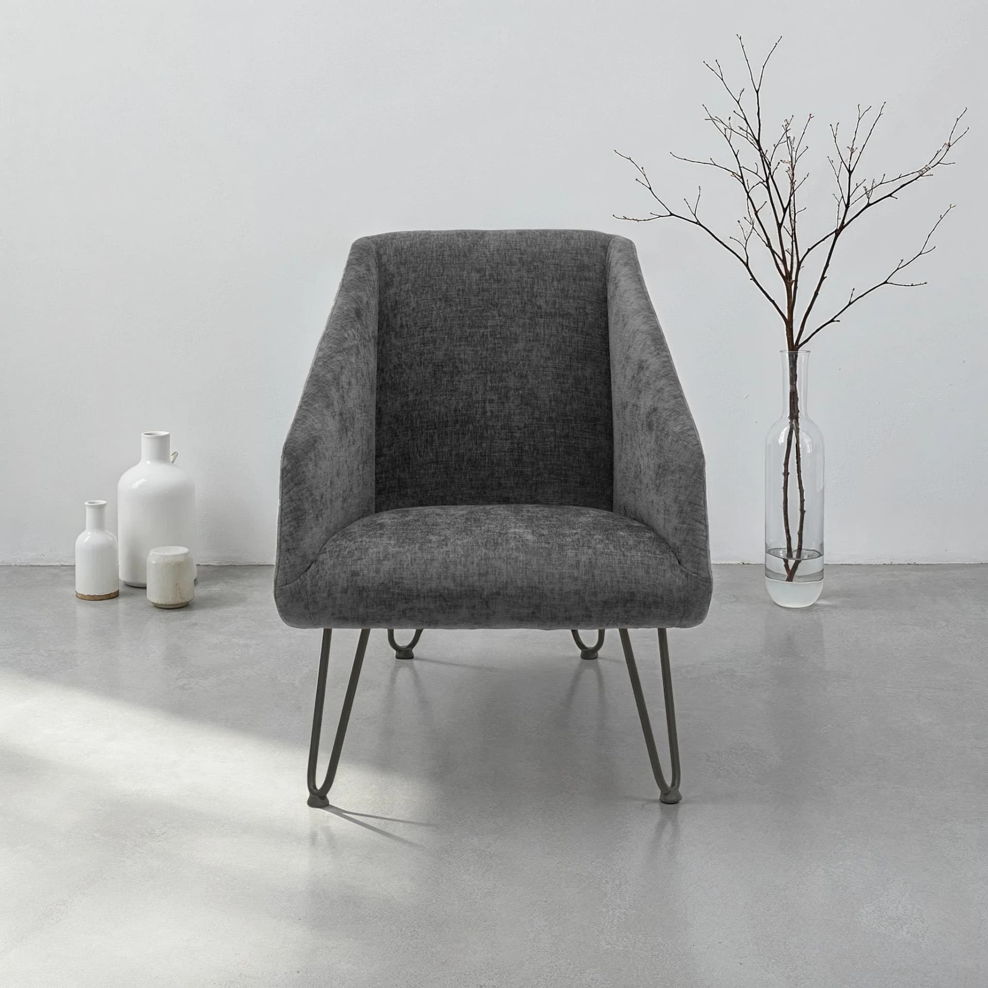 DOMO COLLECTION Delft Loungesessel Retro Metallbeine Schwarz