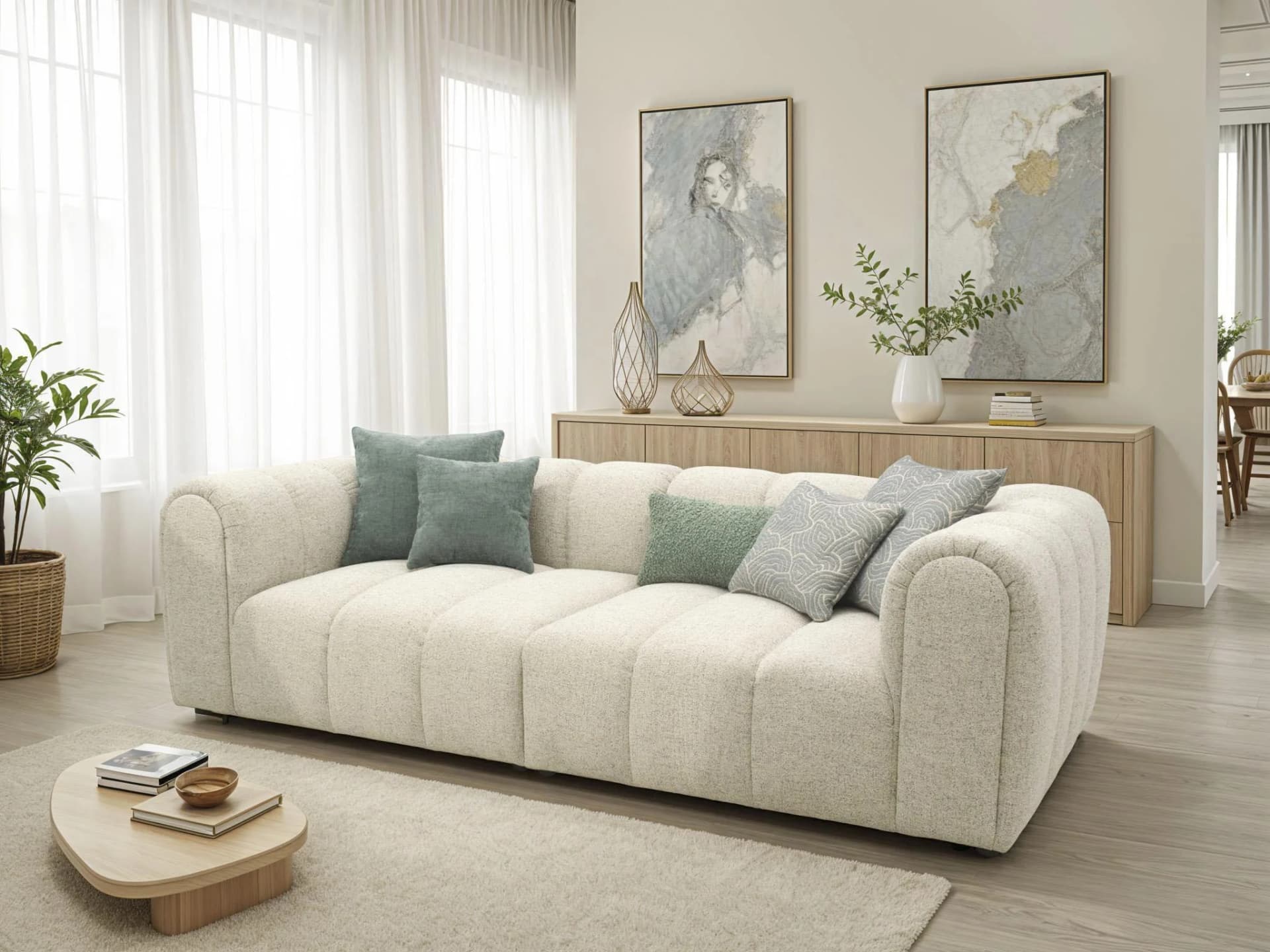 DOMO COLLECTION Odense Megasofa 254 cm Beige/Petrol