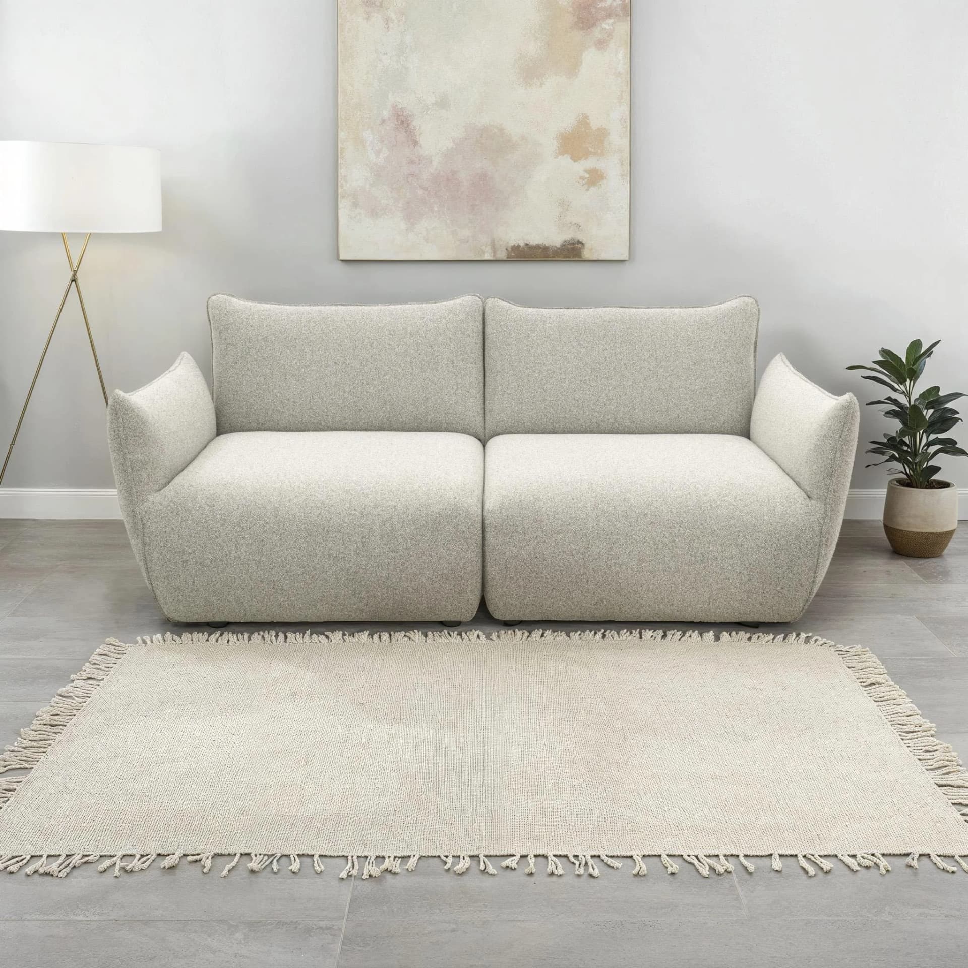 Big-Sofa Bristol 2er-Sofa Taschenfederkern 194cm Breite Beige Grün