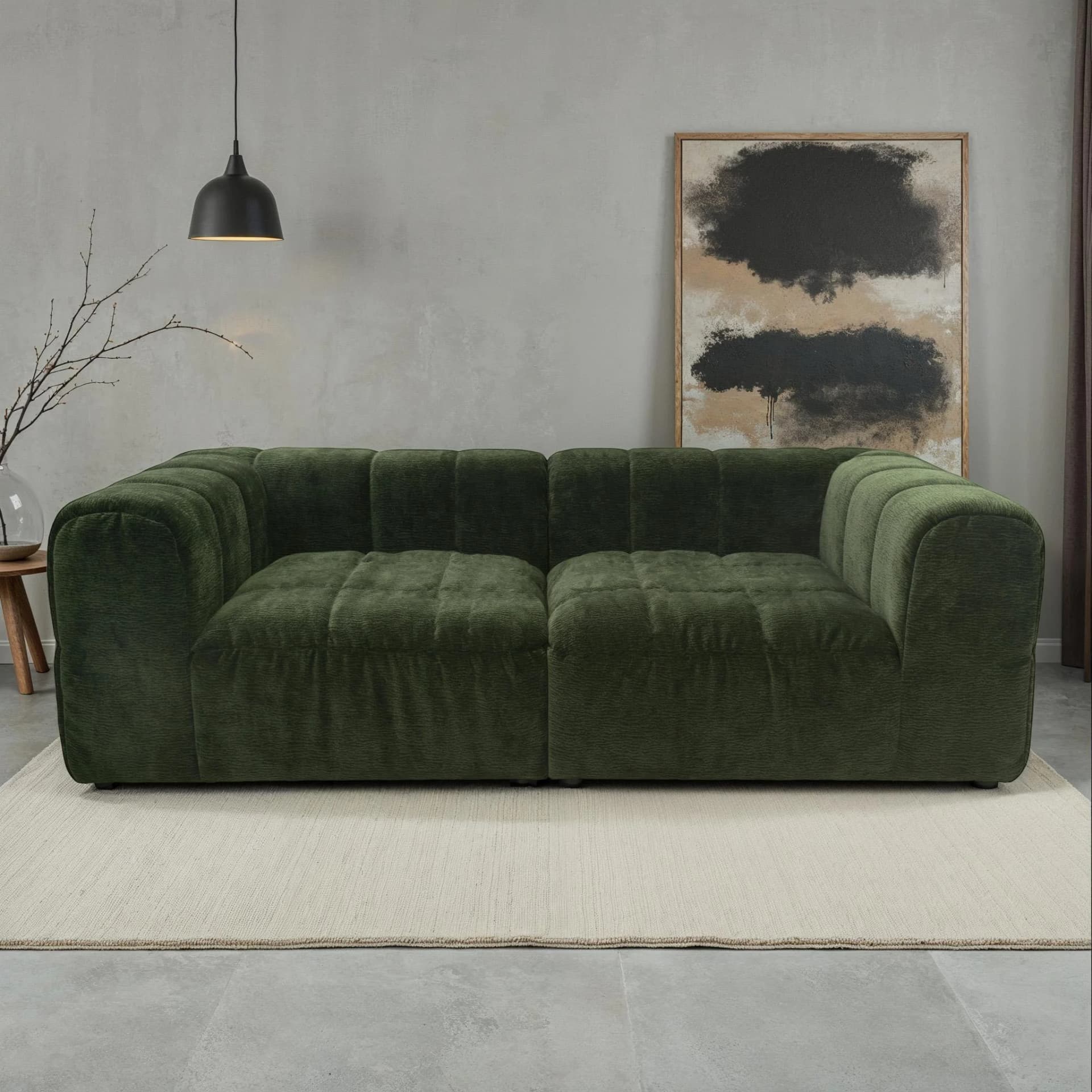 DOMO COLLECTION Ghent Megasofa 2er-Sofa Grün Taschenfederkern