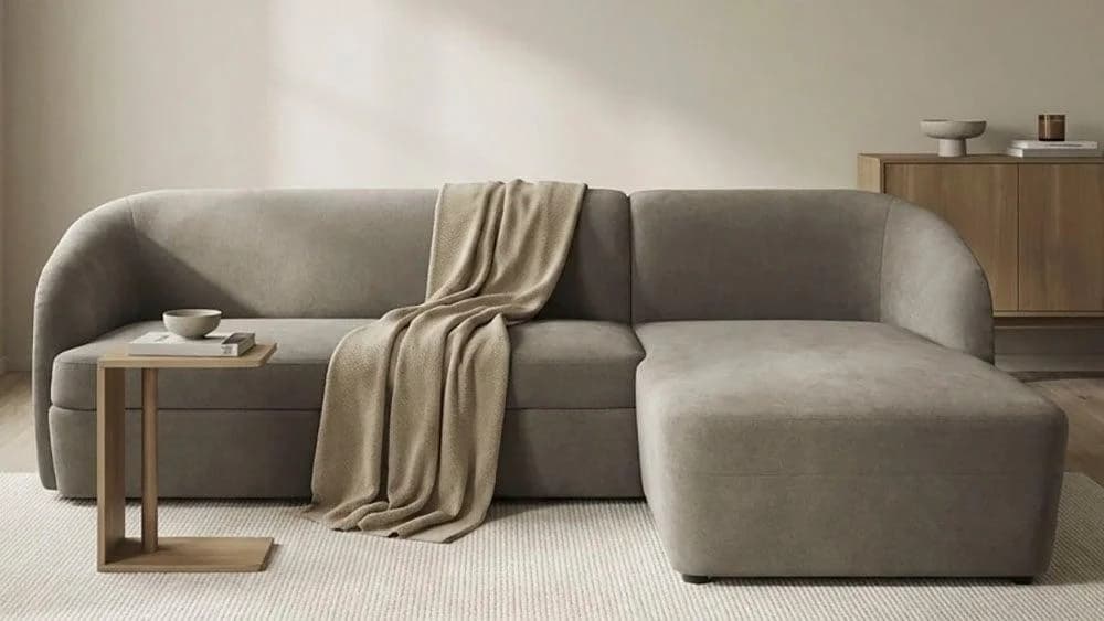 DOMO COLLECTION Orbis Ecksofa Grau mit Bettfunktion Luxus-Microfaser