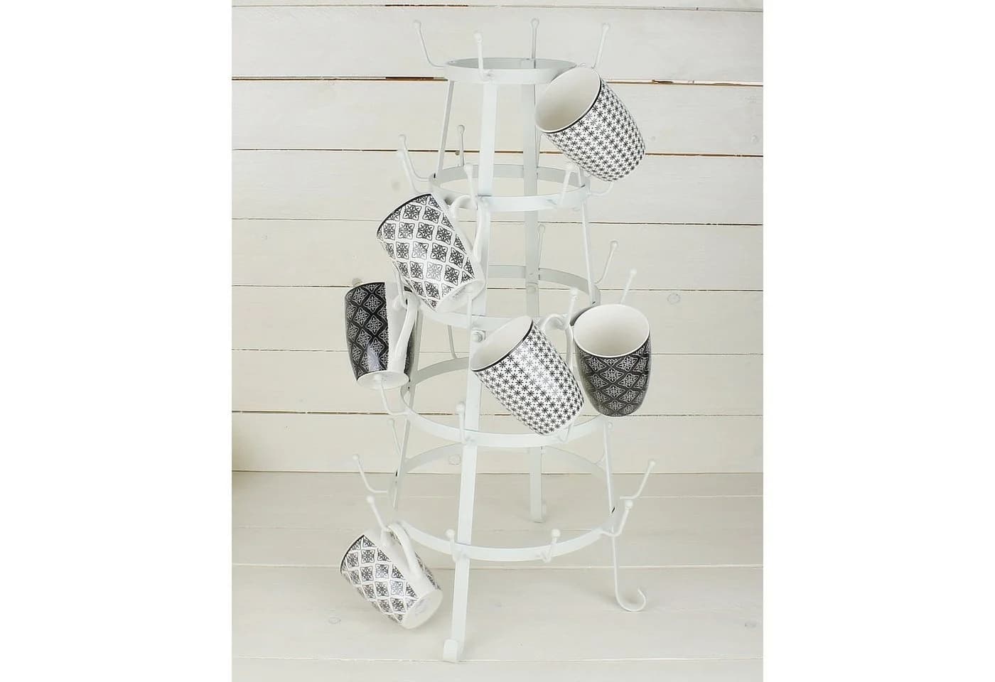 Macosa Home Tassenbaum Weiß Vintage 38 Haken Metall