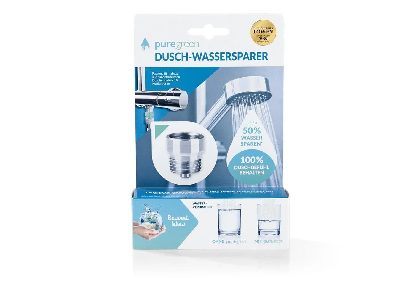 puregreen Duscharmatur Wassersparer Venturi Effekt Silber - Bild 2