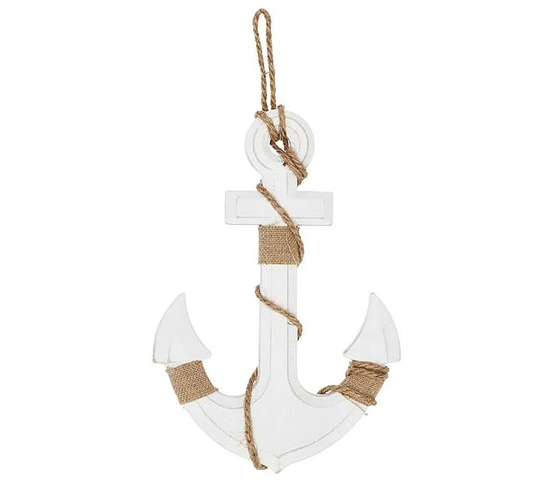 Macosa Home Dekoanker Weiß Holz zum Hängen Maritime Wanddeko - Bild 2