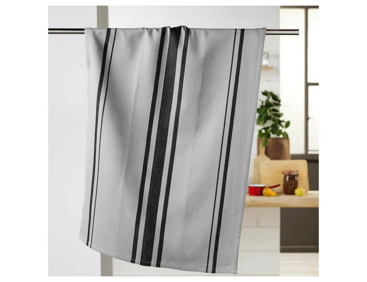 Macosa Home Geschirrtuch Set 3-tlg. 100% Baumwolle 50x70 cm Schwarz/Beige/Grau - Bild 3