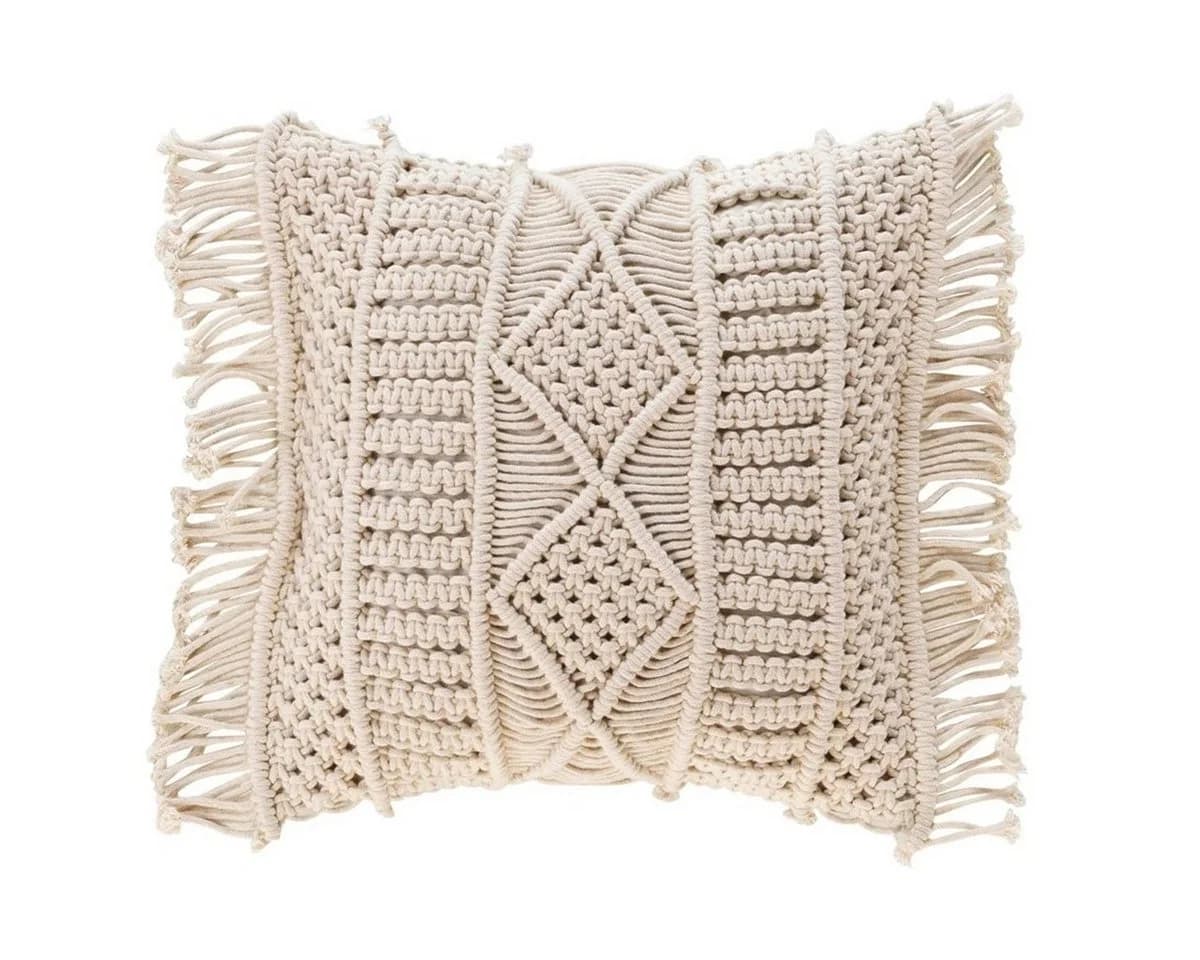Macosa Home Dekokissen Makramee Beige Baumwolle 40x40 cm - Bild 2