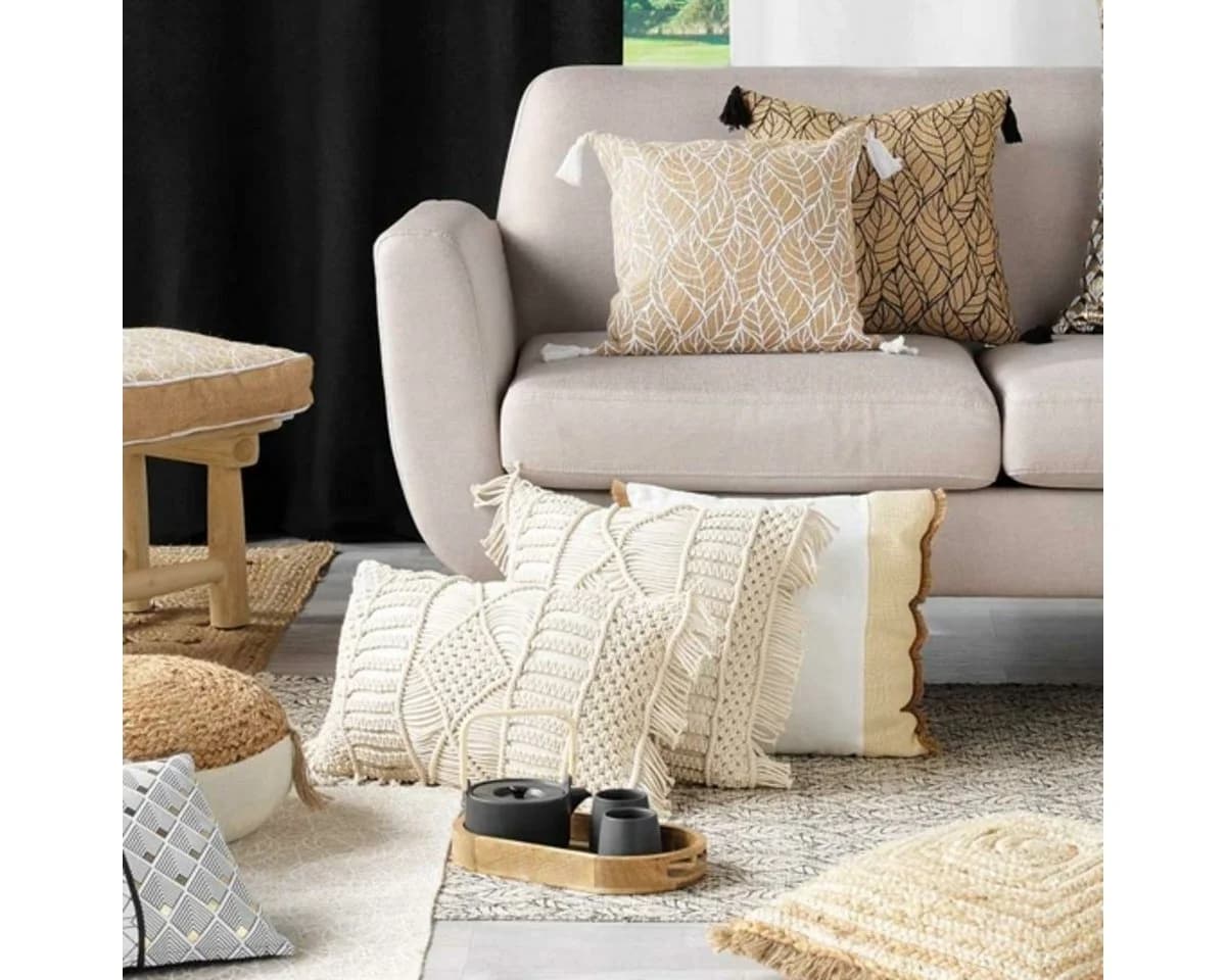 Macosa Home Dekokissen Makramee Beige Baumwolle 40x40 cm - Bild 4