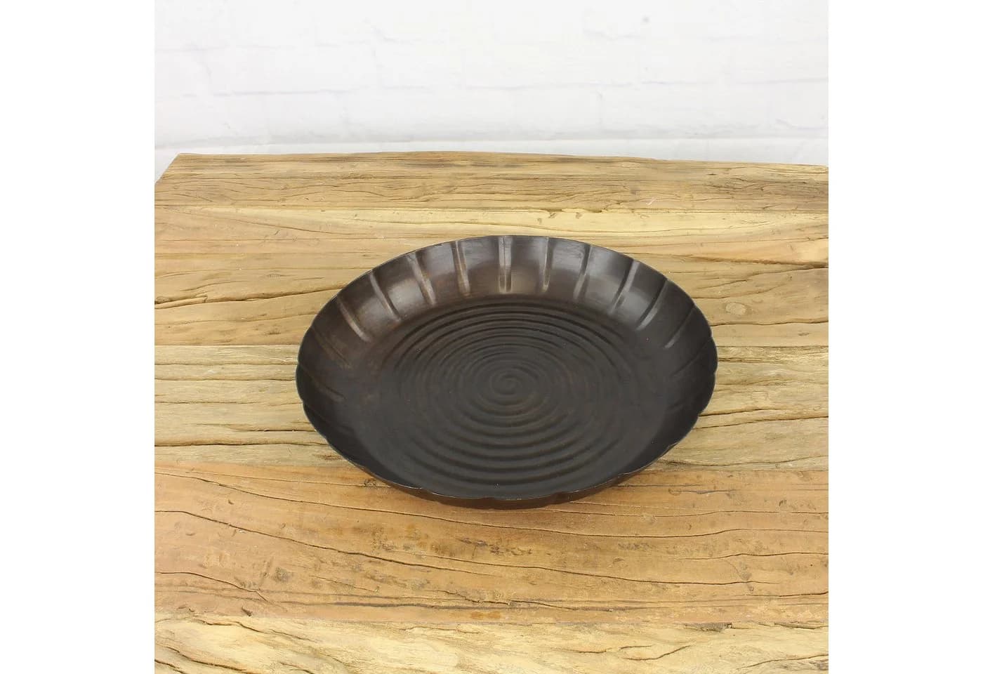 Macosa Home Dekotablett Schwarz Metall Rund 27 cm Modern