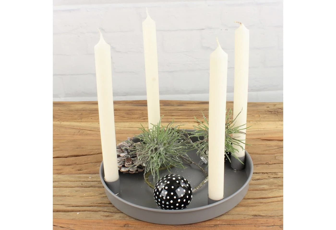 Macosa Home Adventskranz Kerzenteller rund Metall 25 cm