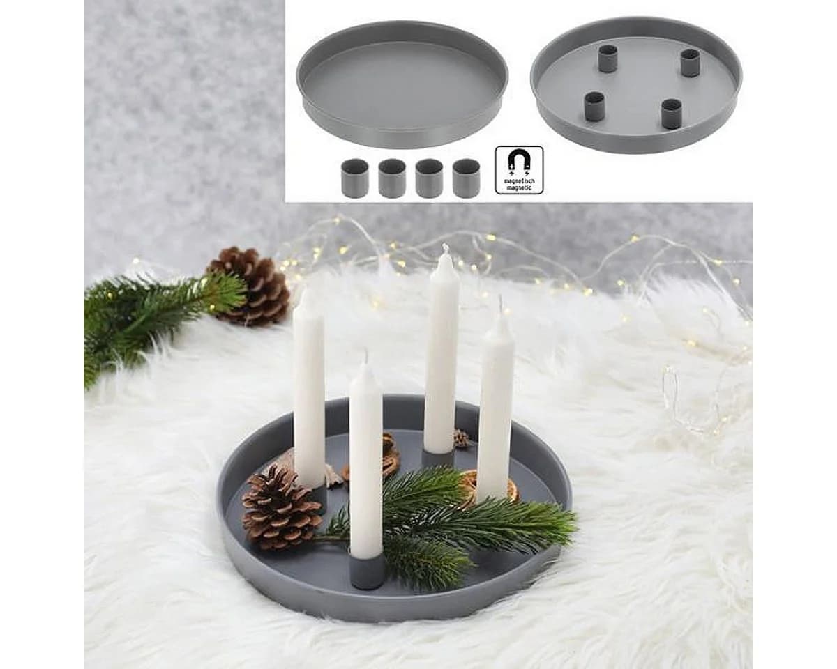 Macosa Home Adventskranz Kerzenteller rund Metall 25 cm - Bild 3
