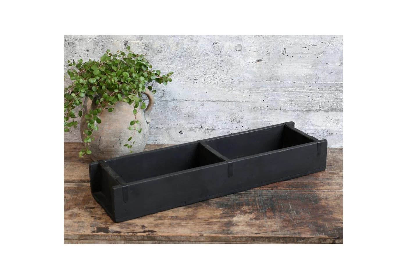 Macosa Home Dekokiste Backsteinform Doppelt Schwarz Holz Metall