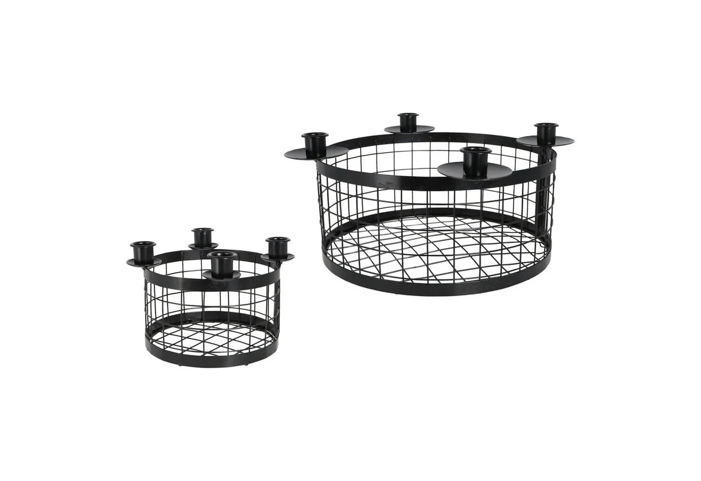 Macosa Home Adventskranz Korb Schwarz Metall Modern