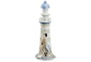 Macosa Home Dekofigur Leuchtturm Holz 30 cm Weiß Blau Antik Finish Bild 2