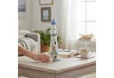 Macosa Home Dekofigur Leuchtturm Holz 30 cm Weiß Blau Antik Finish Bild 3