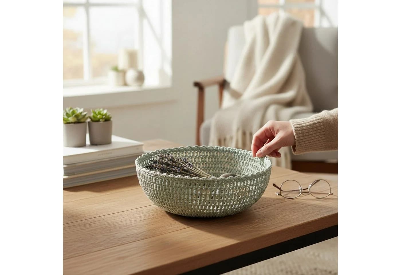 Macosa Home Dekoschale Makramee Grün Boho - Bild 3