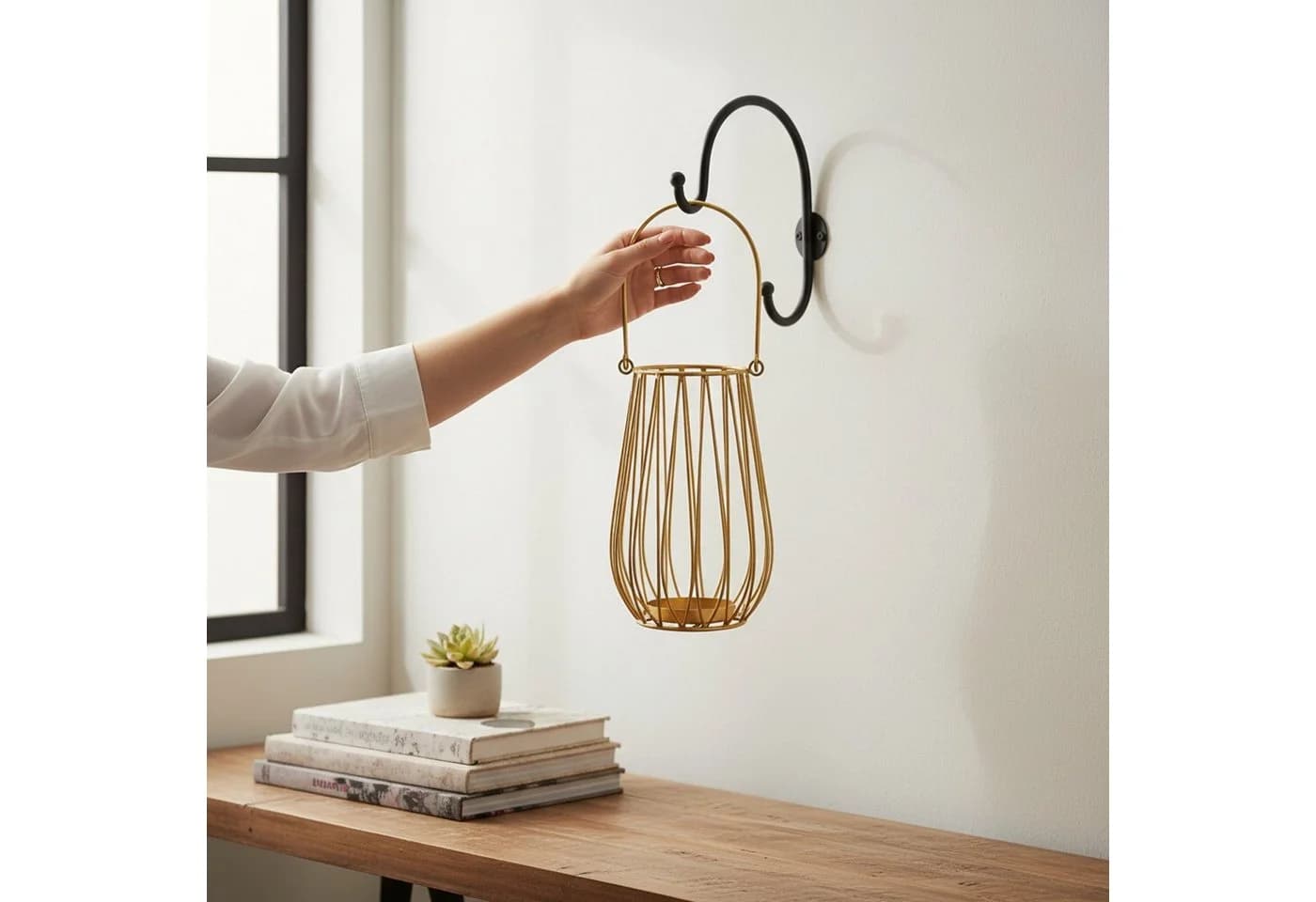 Macosa Home Kerzenlaterne Metall Gold mit Tragegriff - Bild 4