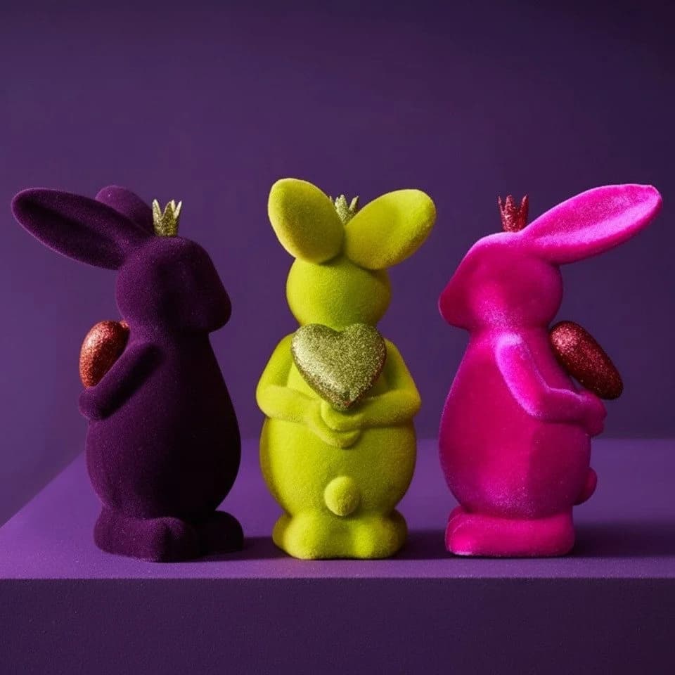 Macosa Home Osterhase beflockt Kunststoff Dekohase - Bild 3