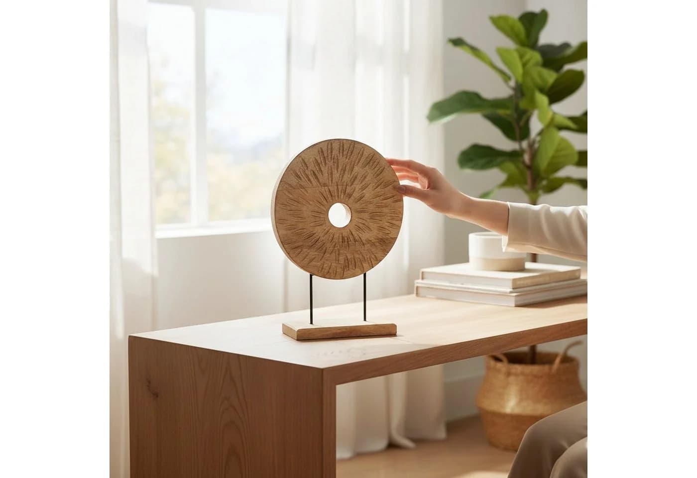 Macosa Home Dekoskulptur Mangoholz Metall Boho Scandi Braun Schwarz - Bild 3