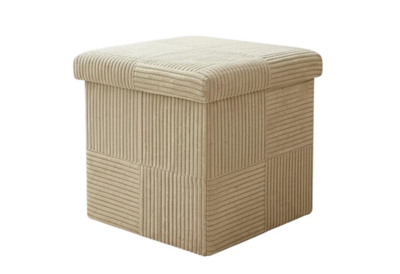 Macosa Home Stauraumhocker faltbar Cord 38 cm Creme/Grau - Bild 2