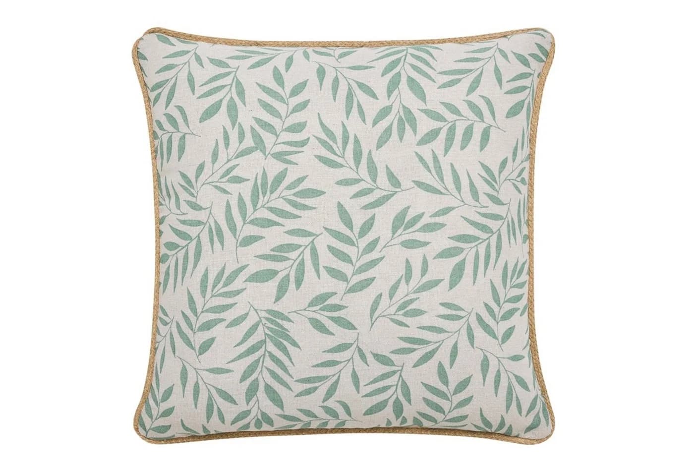 Macosa Home Dekokissen 45x45 cm Beige Grün Blätter Baumwolle Jute - Bild 2