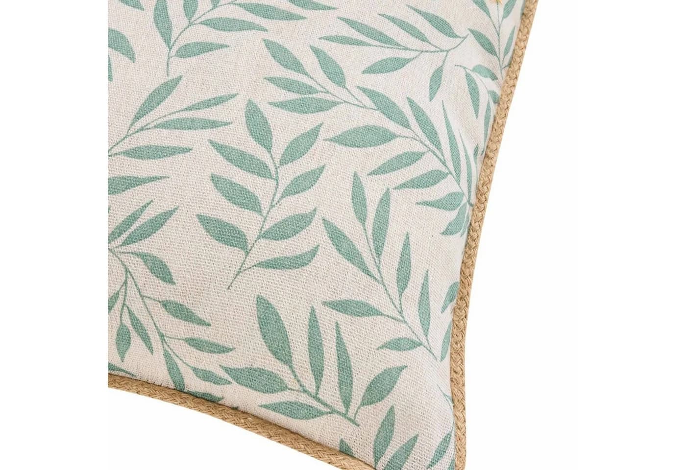 Macosa Home Dekokissen 45x45 cm Beige Grün Blätter Baumwolle Jute - Bild 3