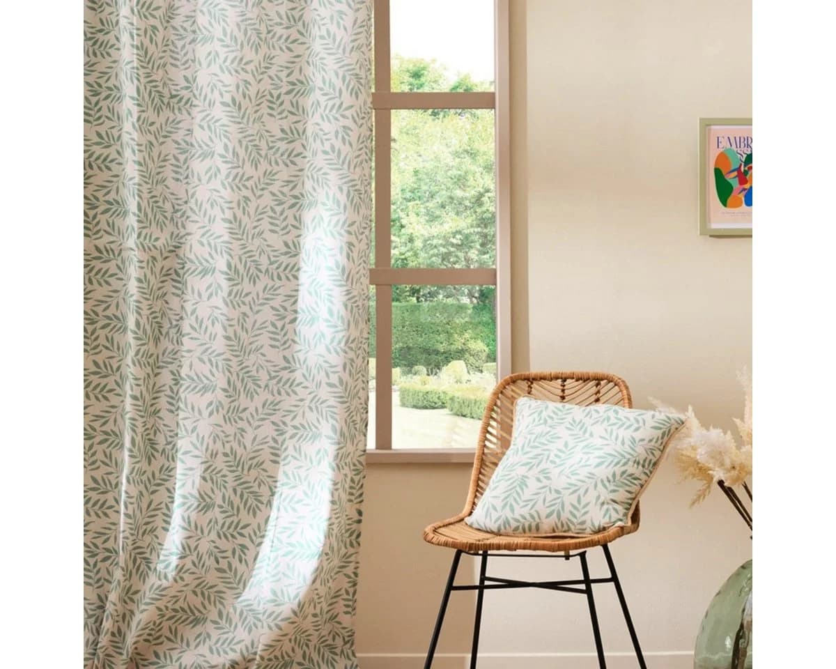 Macosa Home Dekokissen 45x45 cm Beige Grün Blätter Baumwolle Jute - Bild 4