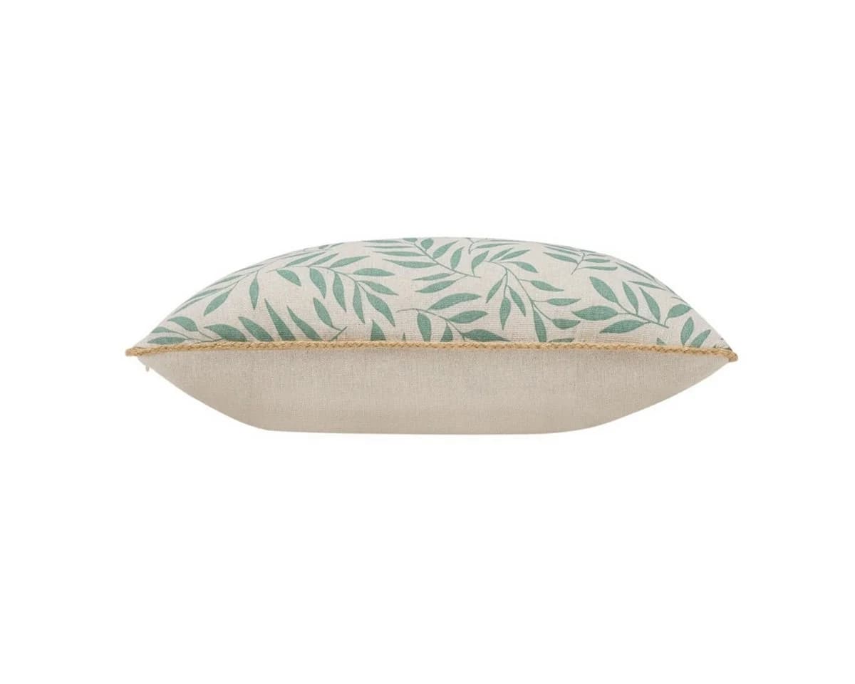 Macosa Home Dekokissen 45x45 cm Beige Grün Blätter Baumwolle Jute - Bild 5