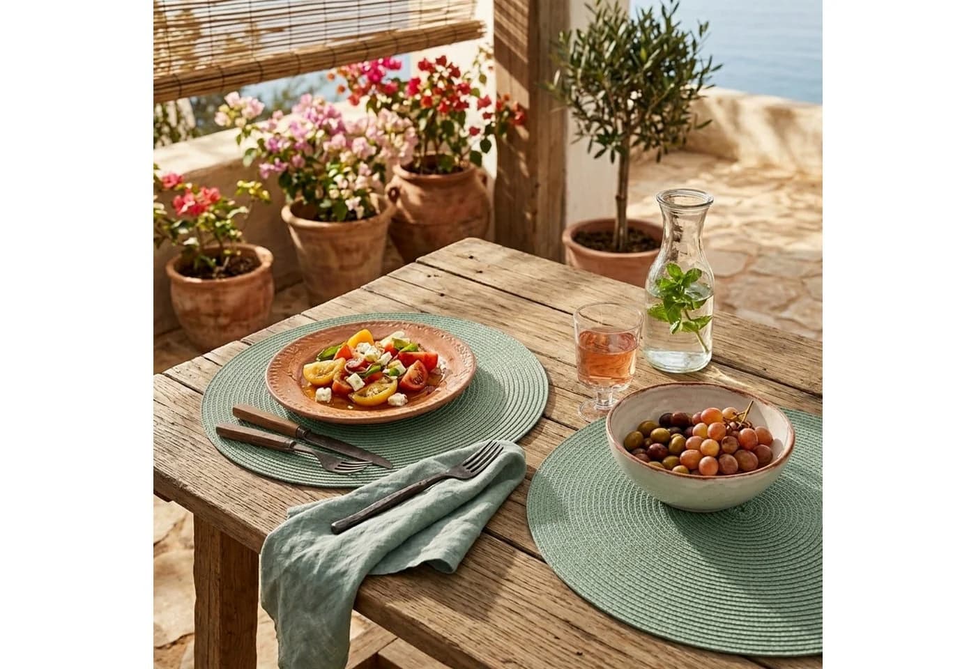 Macosa Home Platzset 4 Stk. Grün Rund 35 cm Polypropylen