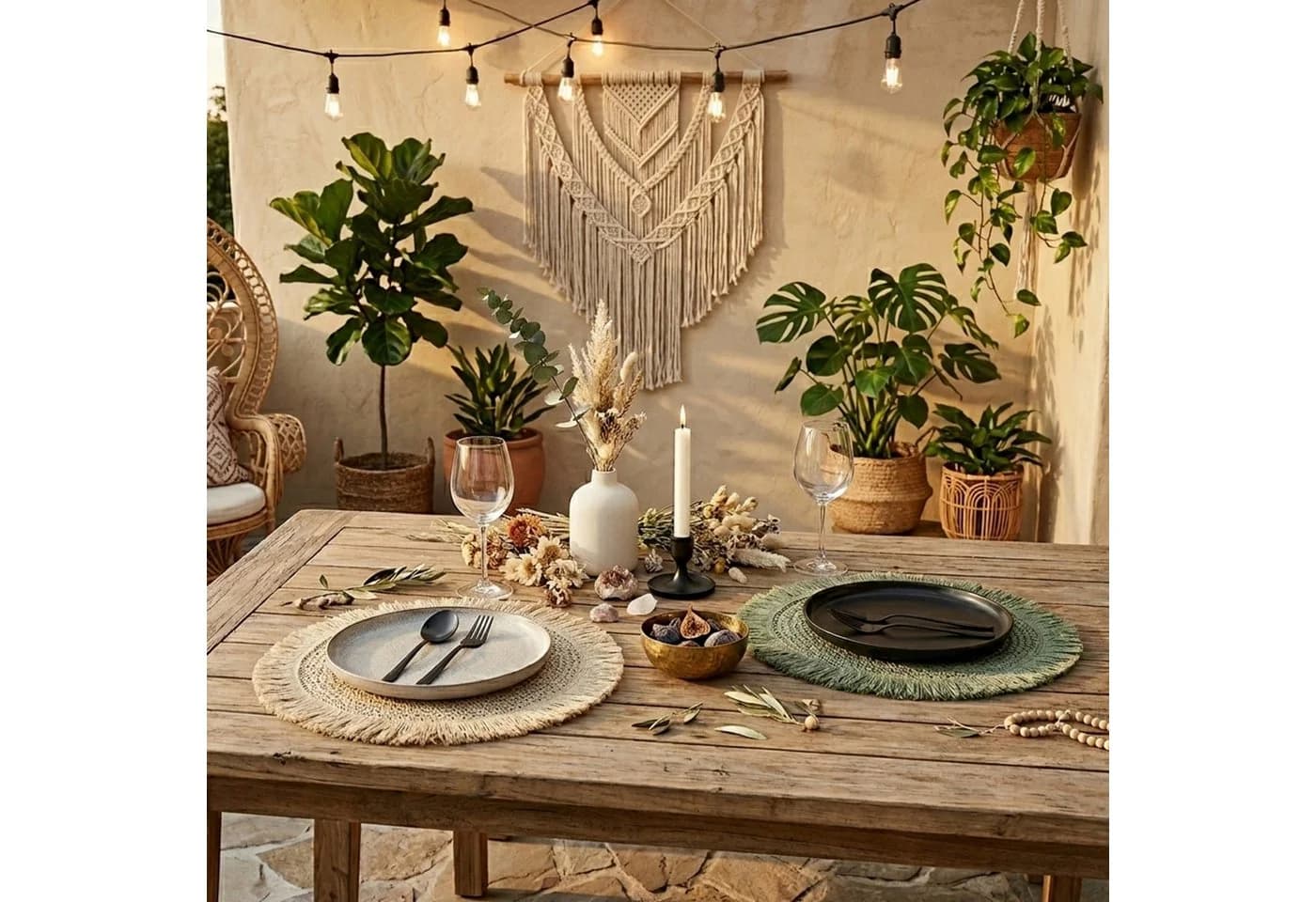 Macosa Home Platzset 4 Stk. Rund 38 cm Boho Papierfaser - Bild 3
