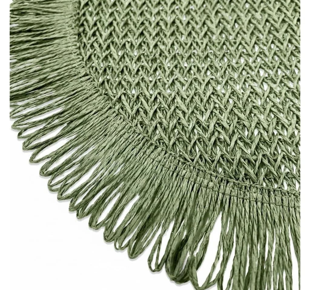 Macosa Home Platzset 4 Stk. Grün/Natur 38 cm rund Papierfaser Boho