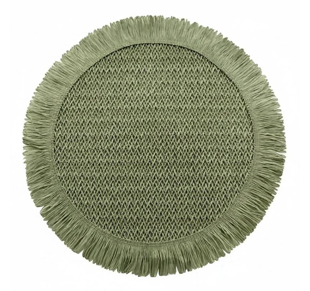 Macosa Home Platzset 4 Stk. Grün/Natur 38 cm rund Papierfaser Boho - Bild 2