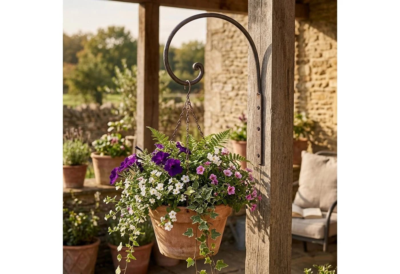 Macosa Home Dekohaken Wandhaken Blumenampel Metall Dunkelrost