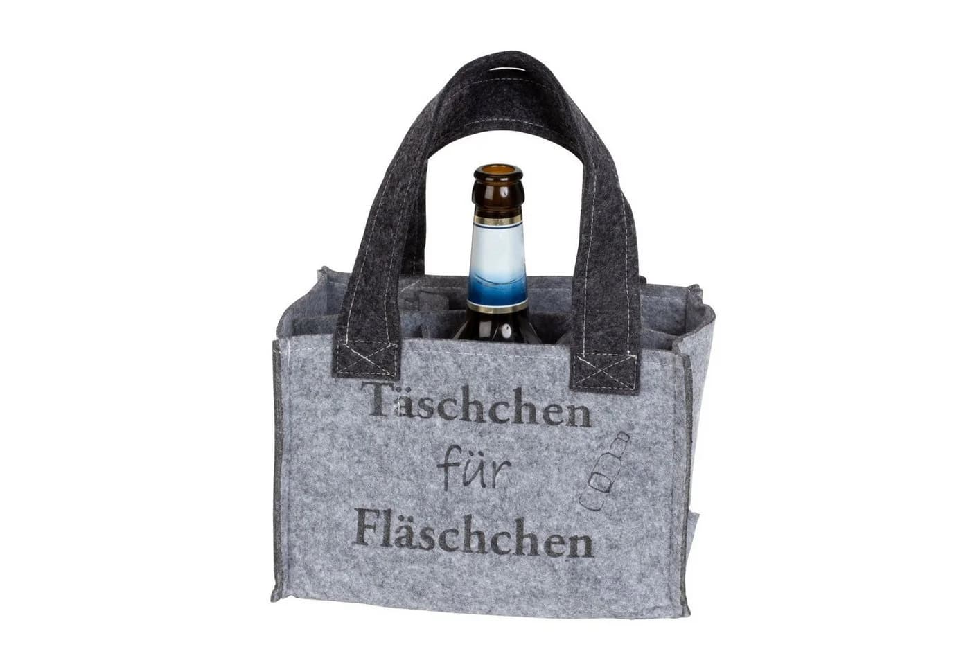 Macosa Home Flaschenträger Filz Grau für 6 Flaschen mit Innenfächern - Bild 4