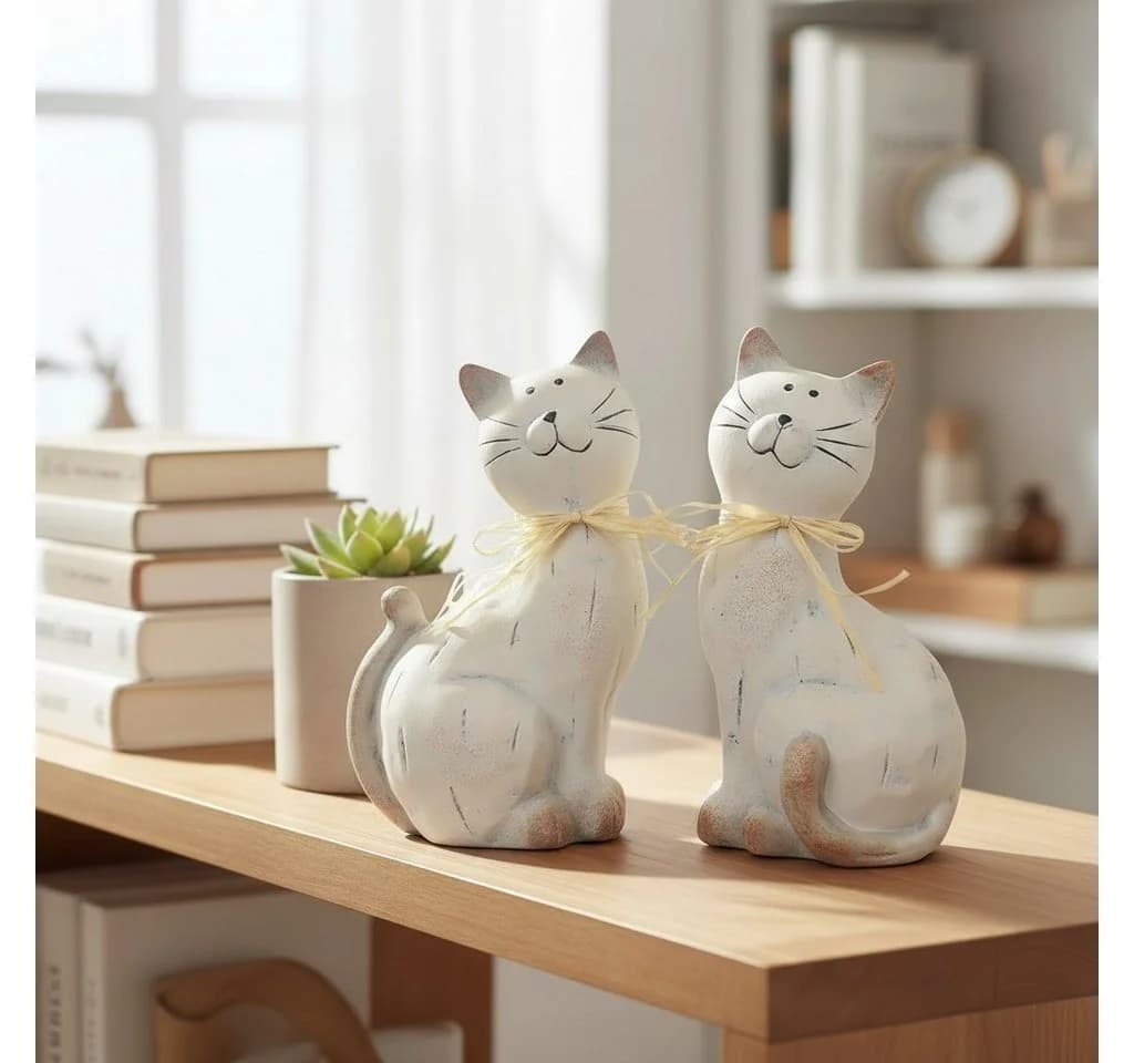 Macosa Home Dekofigur Katze Keramik 20 cm Beige